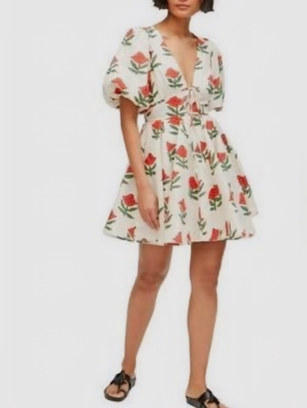 Rhode Madeline Puff Sleeve Mini Dress Size 8